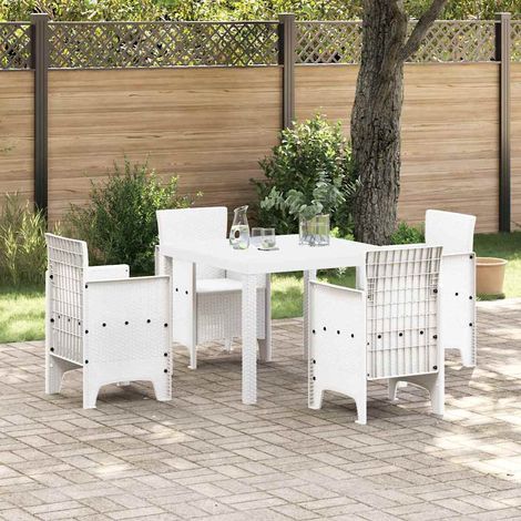 Garden Table White 100 x 100 x 73 cm Poly Rattan vidaXL