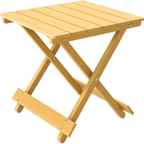Outsunny Wooden Folding Garden Table, Folding Side Table, Nature Wood Finish