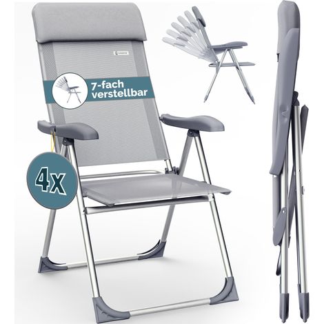 CASARIA® 2x/4x Aluminium High Back Folding Garden Chairs Lightweight 7-Way Adjustable Backrest Armchairs Set Padded Headrest Patio Balcony Camping Outdoor
