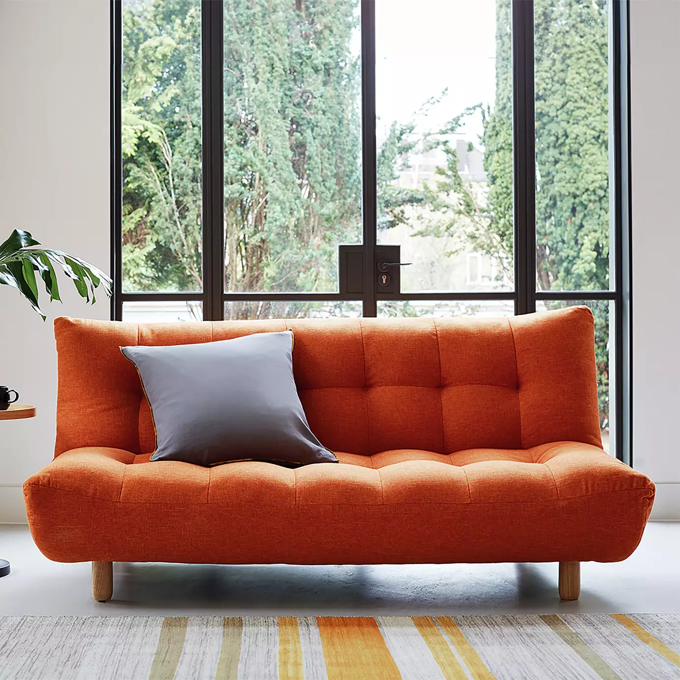 Kota 3 Seater Fabric Clic Clac Sofa Bed - Orange Red